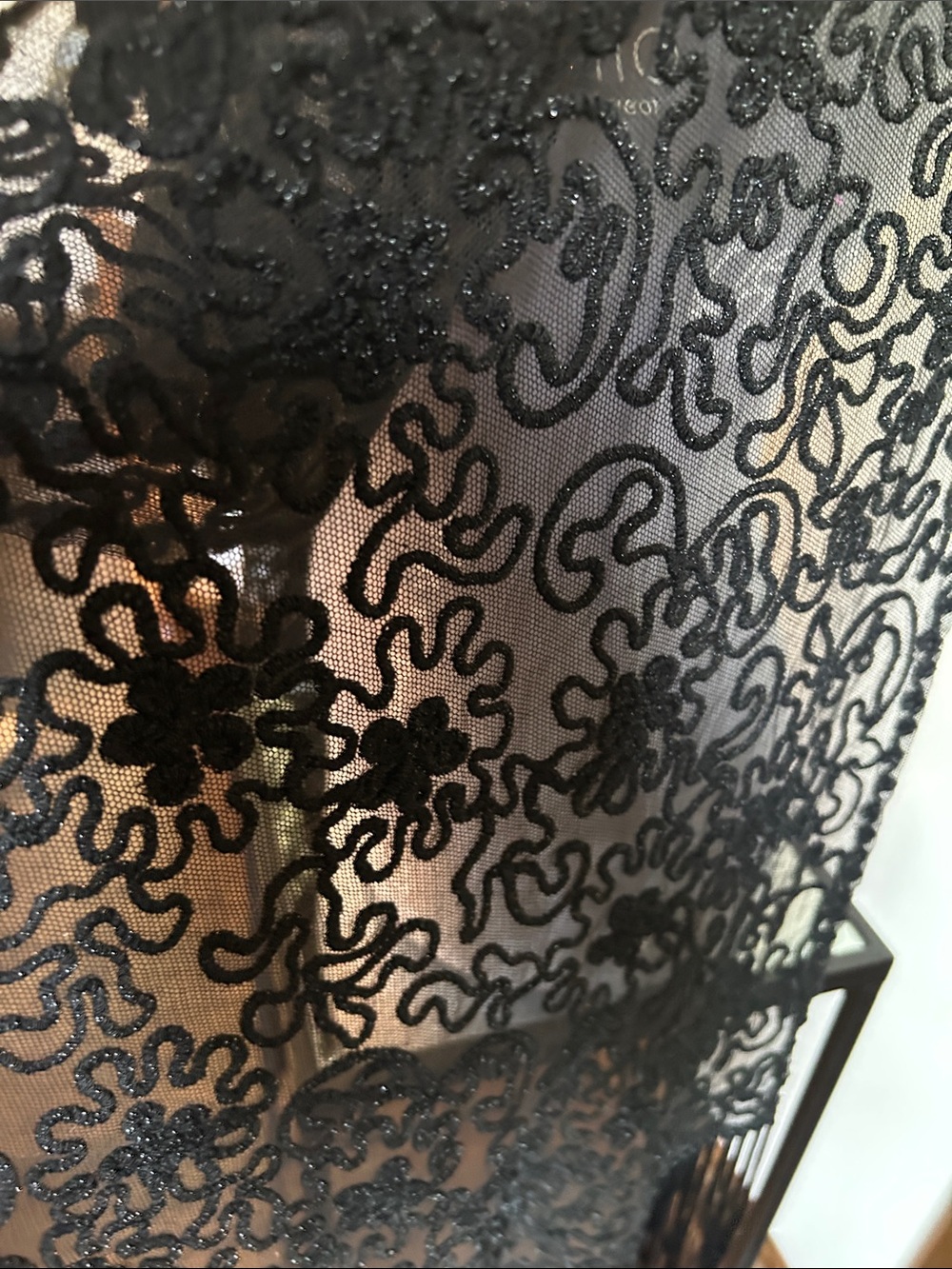 Black Lace Fringe Shawl - Women's Evening Wrap - Picture 6 of 12